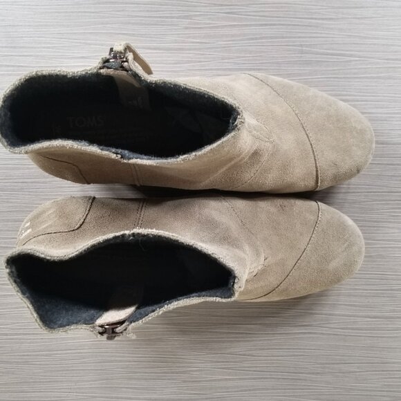 TOMS Desert Suede Wedge Bootie, Taupe Suede, Womens Size 11 - Picture 10 of 14
